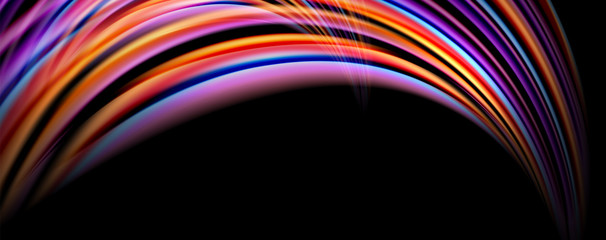 Fluid color swirls on black. Modern background with trendy design