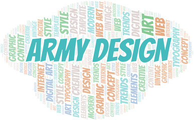 Army Design word cloud. Wordcloud made with text only.