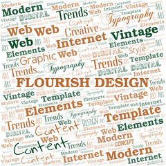 Flourish Design word cloud. Wordcloud made with text only.