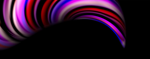 Fluid color waves with light effects, vector abstract background