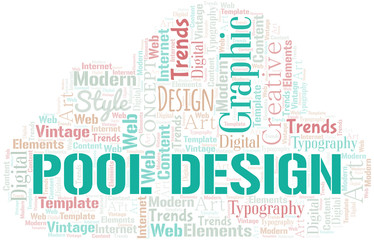 Obraz premium Pool Design word cloud. Wordcloud made with text only.