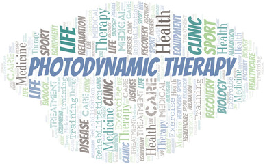 Obraz premium Photodynamic Therapy word cloud. Wordcloud made with text only.