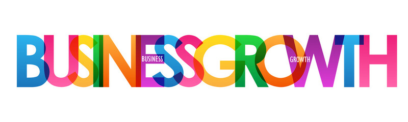 BUSINESS GROWTH rainbow vector typography concept banner