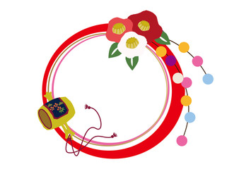 正月飾りのモチーフ。日本のお正月の壁飾り。正月のデザイン素材。 正月の輪飾り。縁起物。令和。新年の飾り。