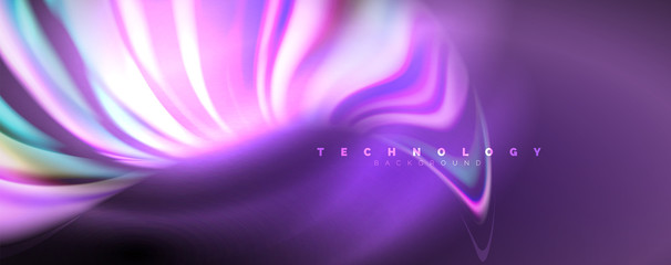 Fluid color waves with light effects, vector abstract background