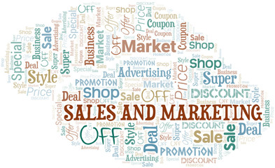 Sales And Marketing Word Cloud. Wordcloud Made With Text.