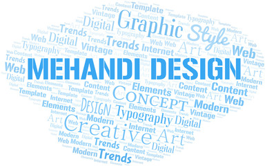 Mehandi Design word cloud. Wordcloud made with text only.