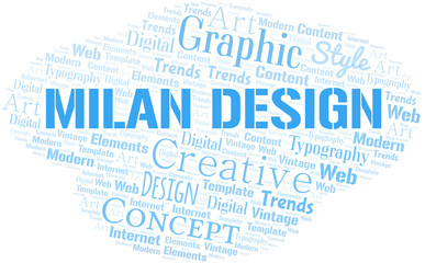 Milan Design word cloud. Wordcloud made with text only.