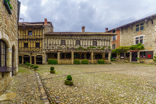 Main square, in the medieval village Perouges
