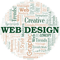 Obraz premium Web Design word cloud. Wordcloud made with text only.