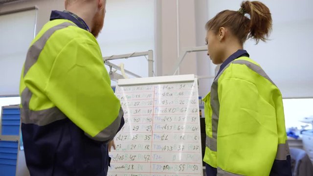 Engineers arranging work schedule