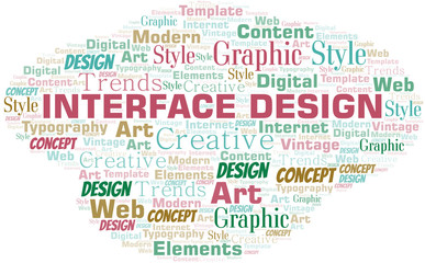 Interface Design word cloud. Wordcloud made with text only.