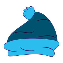 Winter beanie hat fashion clothes isolated blue lines