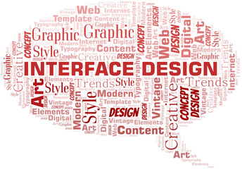 Interface Design word cloud. Wordcloud made with text only.