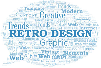 Retro Design word cloud. Wordcloud made with text only.