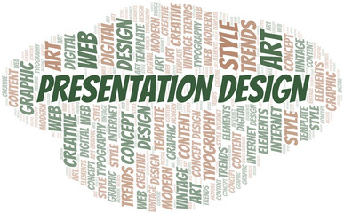 Presentation Design word cloud. Wordcloud made with text only.