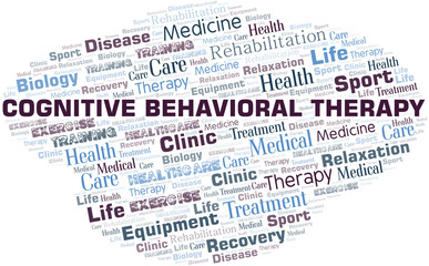 Obraz premium Cognitive Behavioral Therapy word cloud. Wordcloud made with text only.