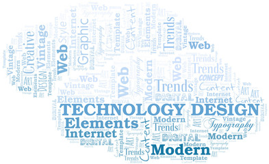 Technology Design word cloud. Wordcloud made with text only.