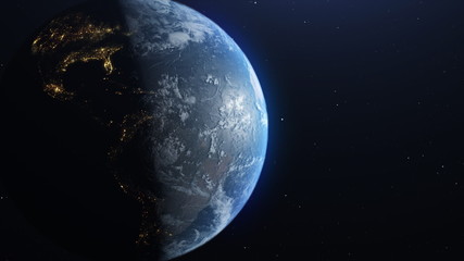 earth from space, concept of astronaut view, , slowly moving away with stars in space. UHD 3840 2160 footage . Elements of this 3d animation furnished by NASA.