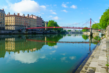 Saone River, and Saint-Gorges bridge, in Old Lyon