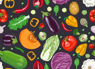Seamless pattern with fresh vegetables.