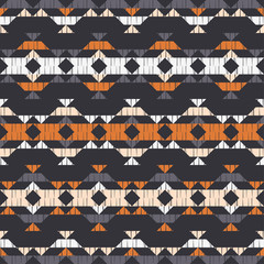 Ethnic boho seamless pattern. Lace. Embroidery on fabric. Patchwork texture. Weaving. Traditional ornament. Tribal pattern. Folk motif. Can be used for wallpaper, textile, wrapping, web.