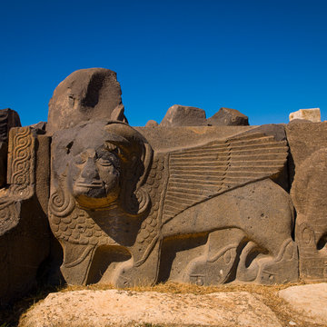 Massive Basalt Hittite Lion Carving, Syria