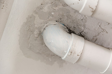 PVC Water leak pipe, Building Drainage pipes crack seep problem need to fix