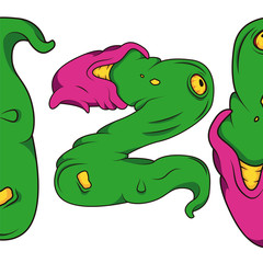The letter in the form of a snake. Festive font for parties and horror