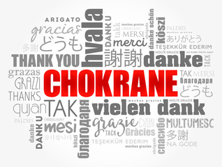 Chokrane (Thank You in Arabic - Middle East, North Africa) word cloud background in different languages