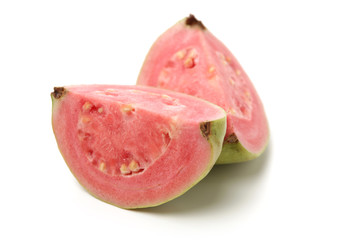 Pink guava isolated on white background