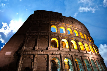 Naklejka na ściany i meble Colosseum with beautiful sky in Rome, Italy