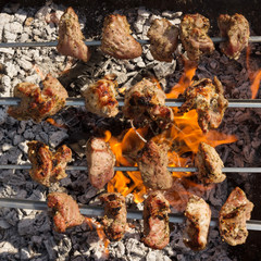 Juicy fresh fragrant meat prepared on an open fire