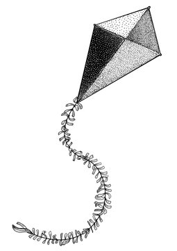 recommend clip art: Kite illustration, drawing, engraving, ink, line art, vector