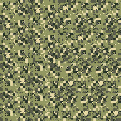 Pixel camouflage mimetic wallpaper abstract vector seamless pattern