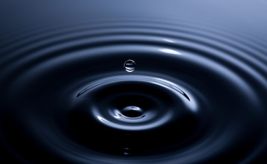 Ripples formed by a drop of water.
