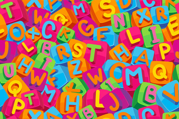 Fototapeta na wymiar Seamless pattern kids alphabet. Vector color background