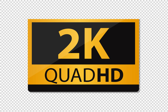 QuadHD 2K Icon - Golden Vector Illustration - Isolated On Transparent Background