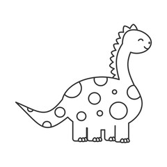 cute cartoon funny black and white dinosaur vector illustration for coloring art