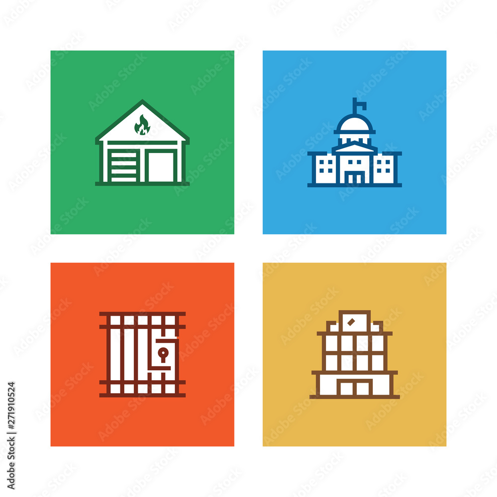 Canvas Prints buildings line icon set