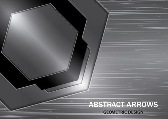 Abstract creative silver and black arrow on metal texture background.