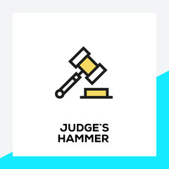 JUDGES HAMMER LINE ICON SET