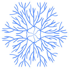 Vector snowflake in hand drawing style. For the design of the theme of winter, cold. Abstract background for the site, cards, invitations, business cards.