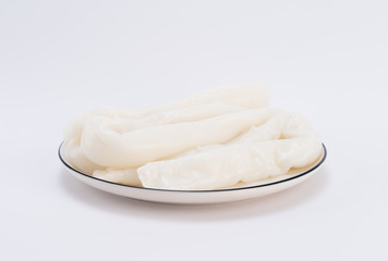 Fototapeta na wymiar Steamed vermicelli roll on white background