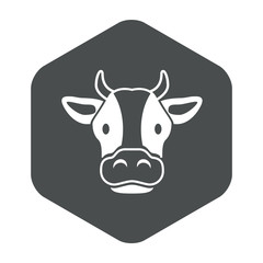 Icono plano cabeza de vaca en hexágono color gris