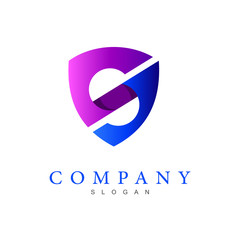 shield and logo letter s with simple, security design template