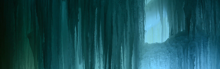Large blocks of ice frozen waterfall or cavern background