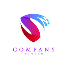 logo letter s with shield design vector, letter s icon , drop logo, 3d icon