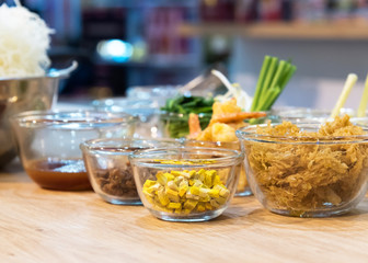 Asian food background with various ingredients Thai cuisine, Pad Thai Sauce Recipe