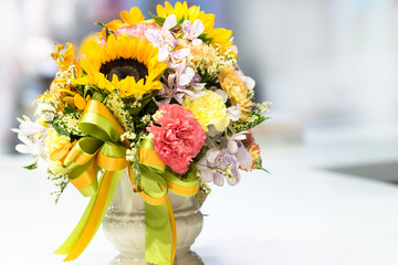 Beautiful bouquet of flowers colorful, flower decoration, Floral arrangement